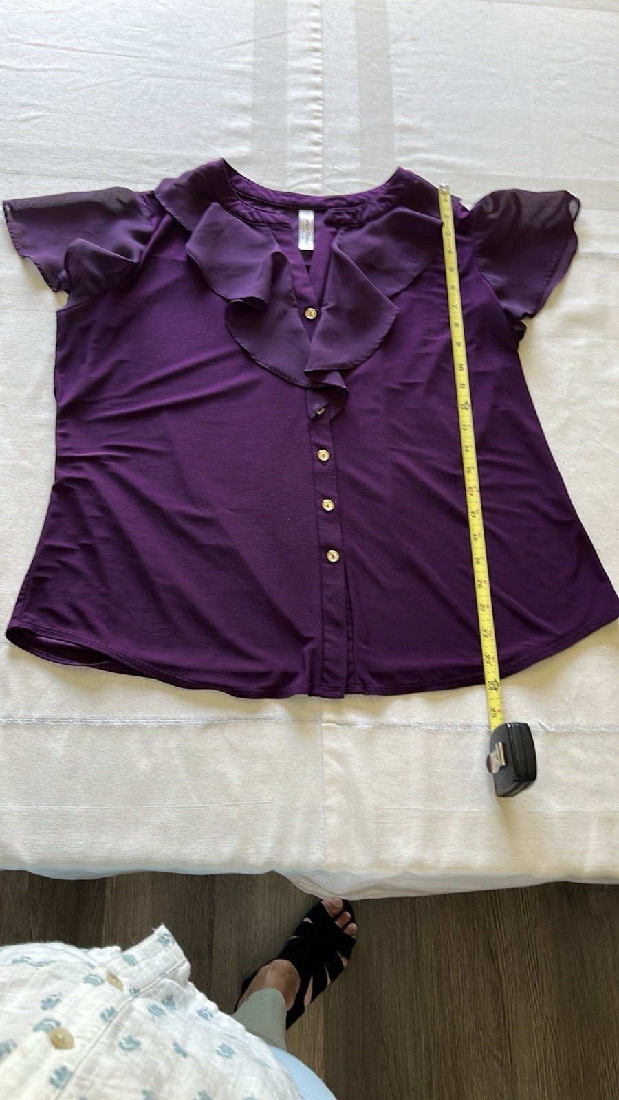Perception Concept Purple Flutter Sleeve Blouse S… - image 4