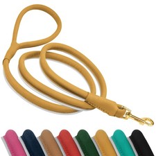 OOPSDOGGY Reflective Rolled Leather Dog Leash 6ft Soft Training Lead Small Mediu