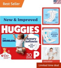 Comfortable 30 Count Preemie Diapers by Huggies: Up to 12 Hours Leak Protection