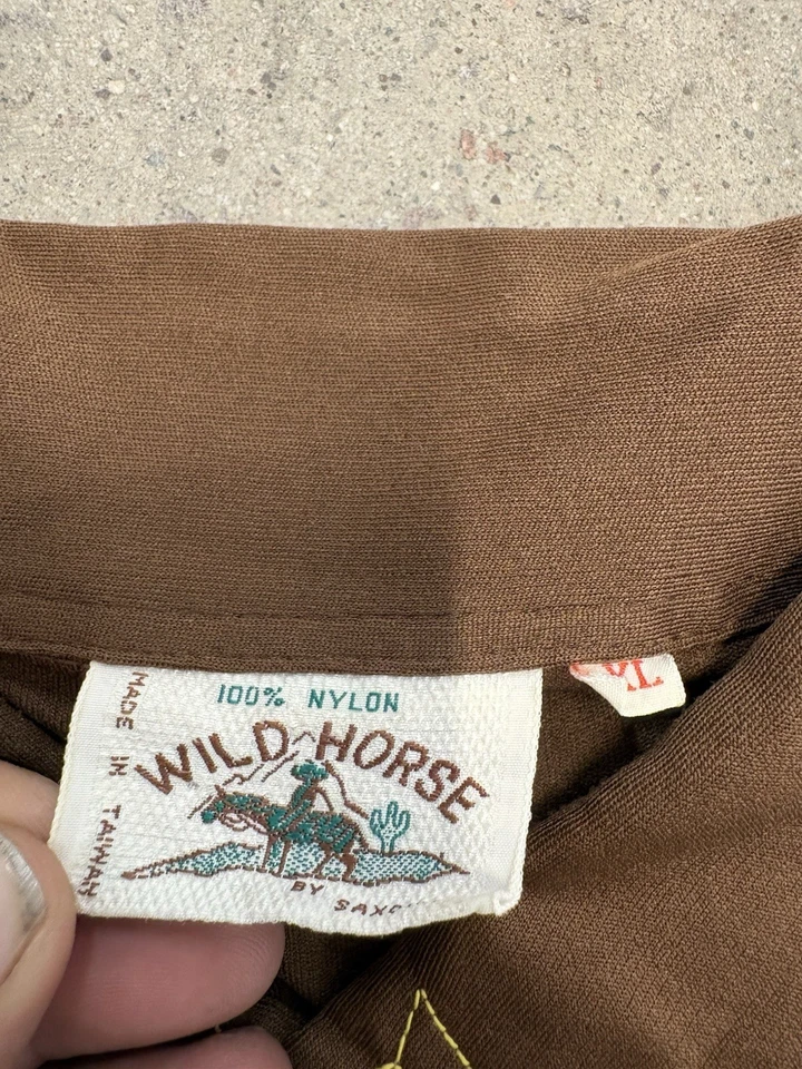 Bolsillo Western Wild Horse Pearl Snap Smile marrón vintage talla XL Foto 4 de 4