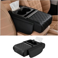 Car Center Console Armrest Box With 2 Cup Holders Armrest Cushion Storage Pad