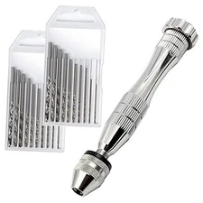  Precision Pin Vise Hand Drill - Steel Manual Tool with 20-Piece Micro Bits 