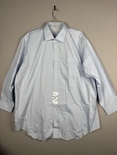 Paul Fredrick Shirt Mens 20 36 Blue Classic Fit Non Iron Cotton Dress Shirt