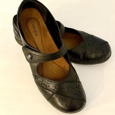 Cobb Hill Petra Black Leather Mary Jane Shoes Womens 11M Comfort India - CAG26BK