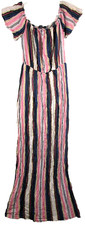 One Heart Womens Off the Shoulder Striped Maxi Dress Short Sleeve Size M Multi