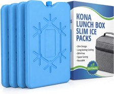 4 Pack Slim Ice Packs for Lunch Boxes & Coolers – Reusable, Quick Freeze, Space