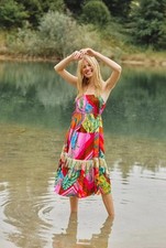 Anthropologie Farm Rio Palila Fringed Midi Dress Size S