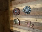 Vintage Costume Jewelry Brooch Lot Rhinestone Floral Pink Gold Tone (4)