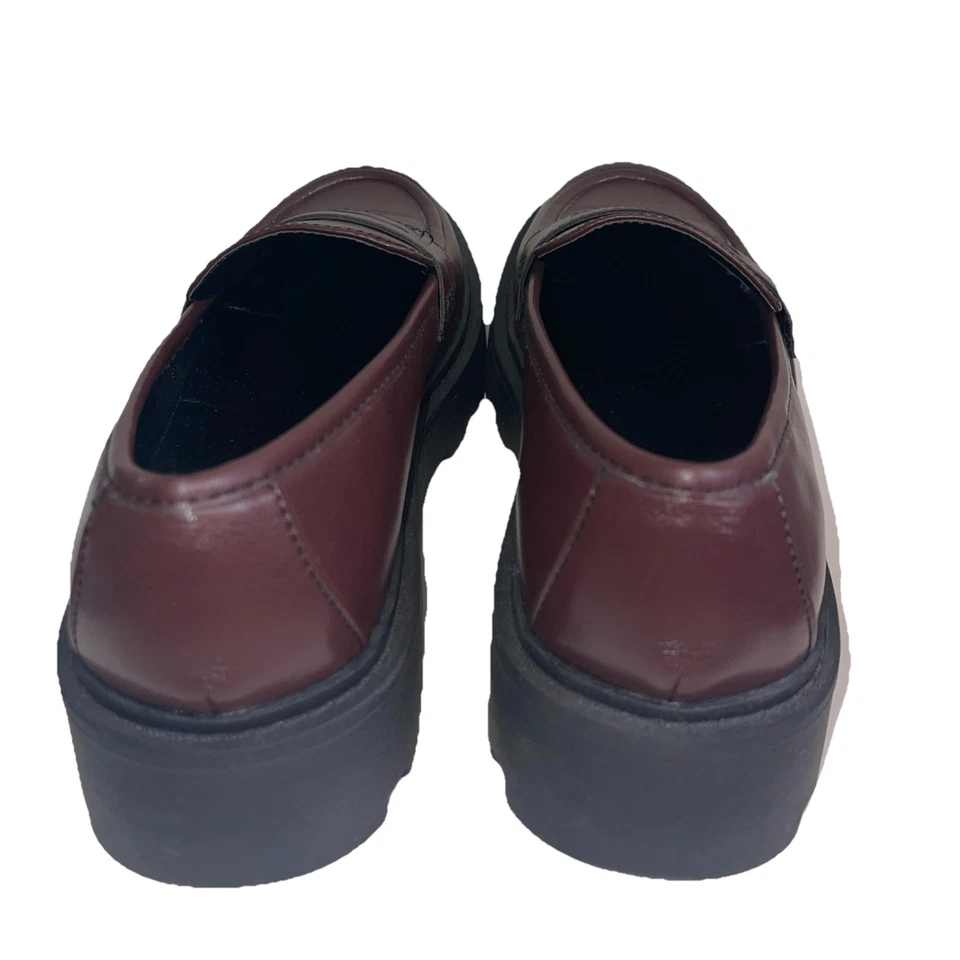 Women’s loafers chunky shoes by Krush UK 7 leather burgundy new without box  - Image 4 of 4