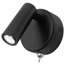 3W LED Adjustable Black Wall Mounted Bedside Light Switched Cool White BW06