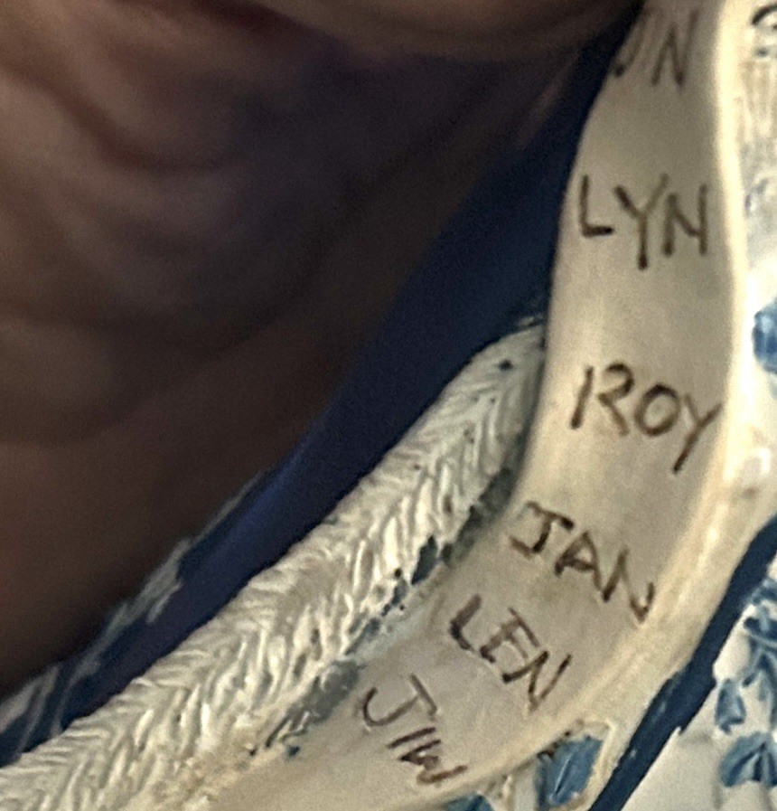 Santa Figurine Blue Cape • Checking His Christmas List of Children • 7.75”