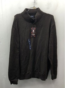 IZOD Men's Black Coffee Marl Knit Button Mock Neck Sweater Sz XL NWT