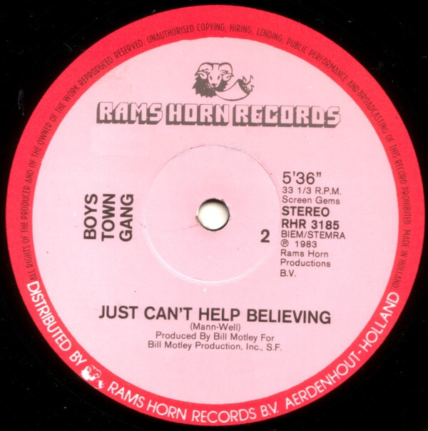 Vinyl Maxi Boys Town Gang Just Can't Help Believing 12