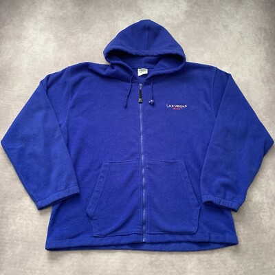 Vintage 90s Las Vegas Embroidered Fleece Jacket Size XL Nevada Tourist City 