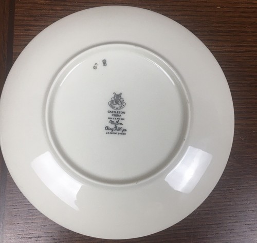 Set Of 8 Castleton China Ma Lin Ching Dessert Plates 7”, Gold Trim USA Vintage - 第 5/6 張圖片