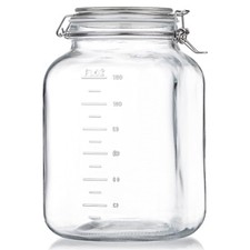 Folinstall 1 Gallon Square Super Wide-Mouth Glass Jars with Airtight Lids, Gl...