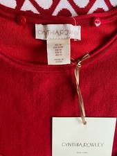 Women's*CYNTHIA ROWLEY*Red SWEATER & HEART SCARF*M*nwt