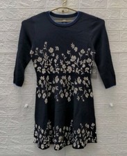 New Vince Camuto Floral Jacquard Fit & Flare Dress Navy Sz. XL
