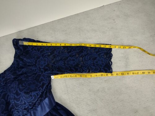 Ever-Pretty Abito formale donna blu chiffon manica 3/4 A-Line pizzo tg 22 (nuovo con etichette) - Foto 9 di 13