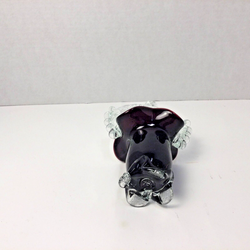 Romanian Hand Blown Art Glass Footed Basket Vase Mottled Cobalt deep red. - Picture 10 of 15