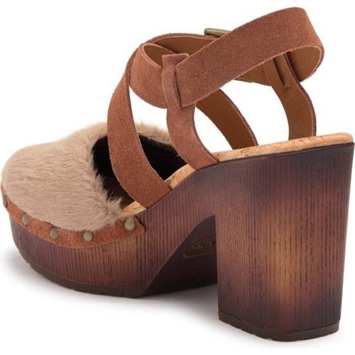 KORKS Wendy Faux Fur Taupe Rust Brown Clog Heels Size 10 NWT - Picture 2 of 5