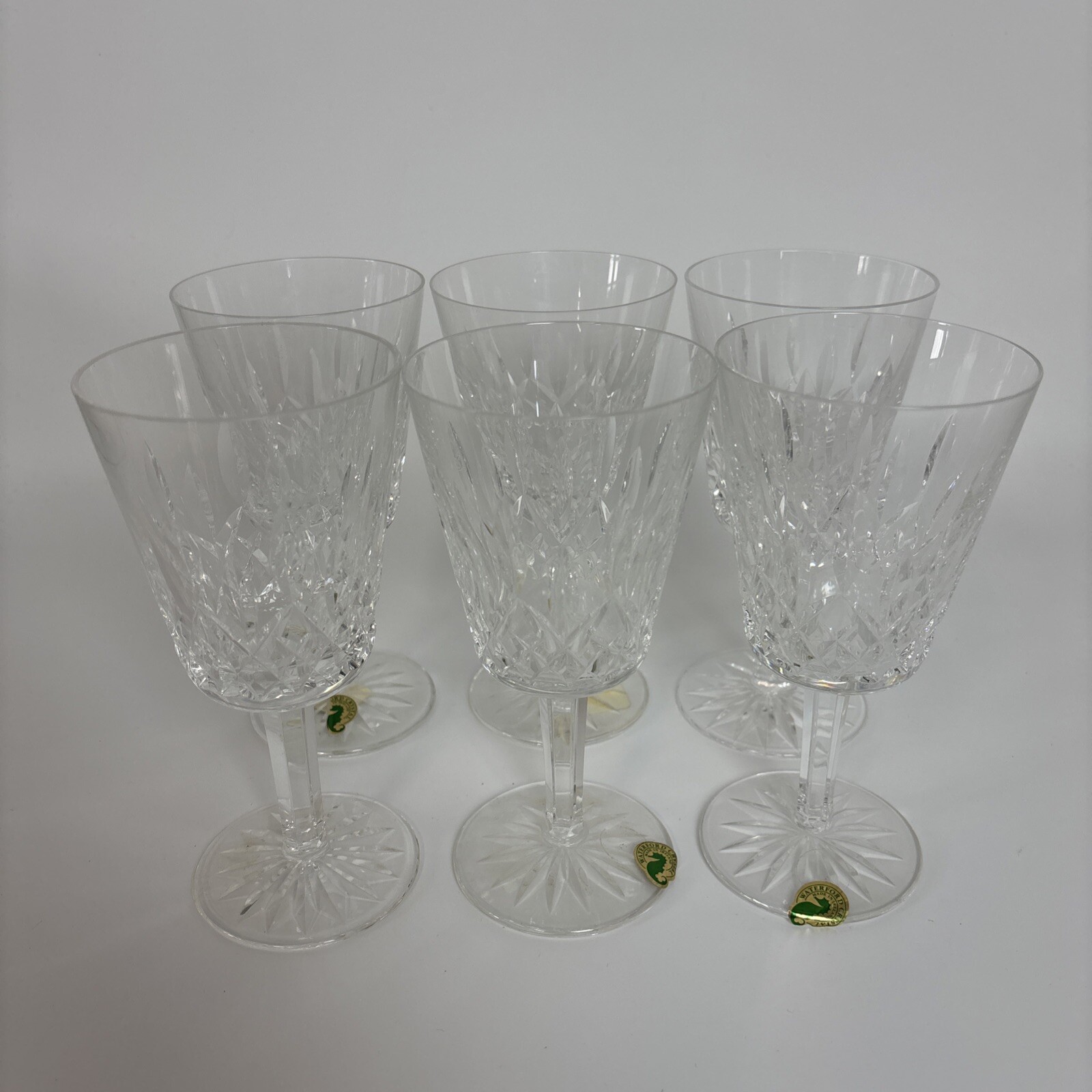 Set of 6 Waterford Crystal Lismore Water Goblets Glasses 6 7/8