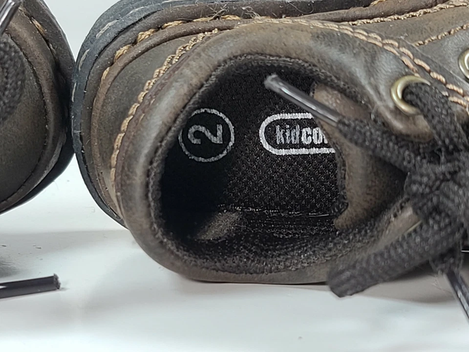 Zapatos de bebé Kid Connection talla 2 marrón suela dura cordones mocasines de cuero Foto 3 de 4