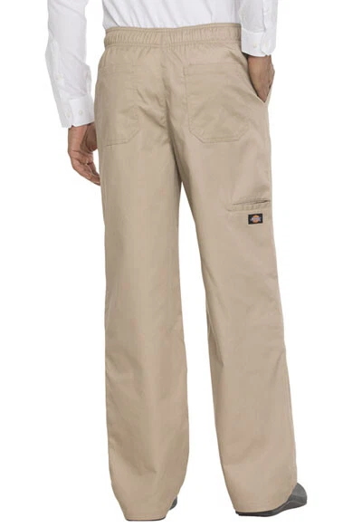 NWT DICKIES UNISEX CARGO STYLE DOUBLE KNEE DRAWSTRING CHEF PANTS IN KHAKI DC15 - Image 3 of 4