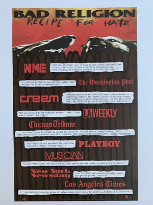 Original 1993 Bad Religion Recipe For Hate Promotional Punk Rock