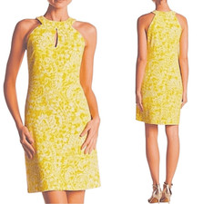 Vince Camuto Keyhole Halter Neckline Yellow Shiftdress, 10. Summer Yellow Paisly