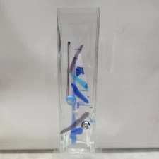 Hand Blown Artisan Vase Abstract Blue and Purple Art Accents Vintage