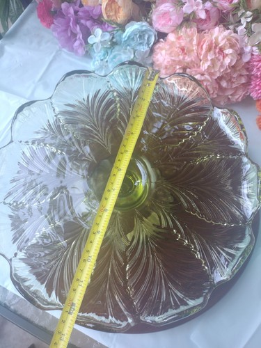 l.e smith green plume rolled edg cake caledon stand - Picture 17 of 17