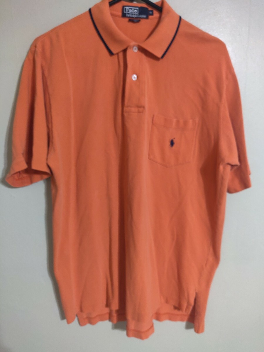 Polo Ralph Lauren Orange Navy S/S Collared Casual Polo Shirt