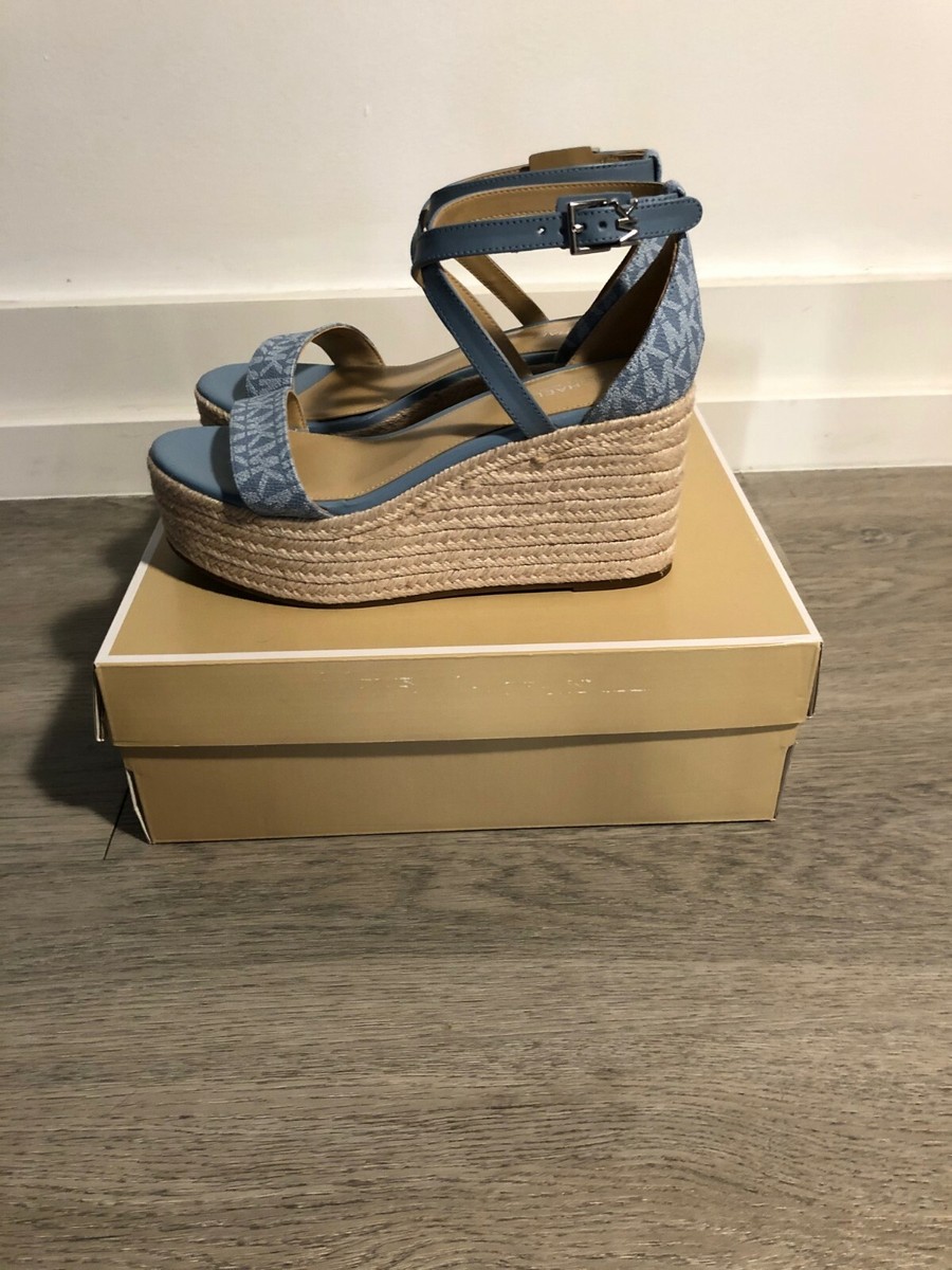Michael Kors Serena Chambray Denim Espadrille Thong Wedge