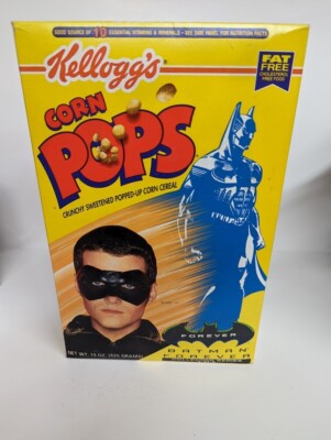 1995 Kellogg s Corn Pops Cereal Batman Forever Movie Full Box Factory Sealed /