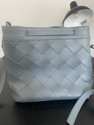 POLLINI Handbag, Made In ITALY, Gray, Leather , Woven Shoulder Bag - NWT - Picture 3 of 11