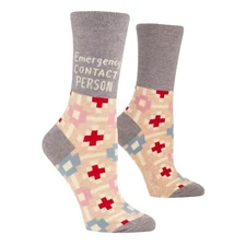 BlueQ Emergency Contact Person Women's Crew Socks