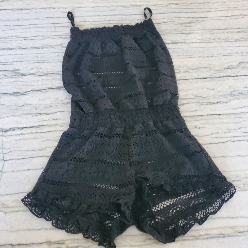 NWT - Coral & Reef Beachwear Girls Black Beach Coverup Romper Size 12