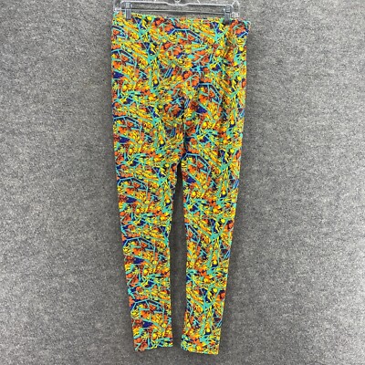Lularoe Activewear Leggings Women M Medium Yellow Floral Capri Pull On Active