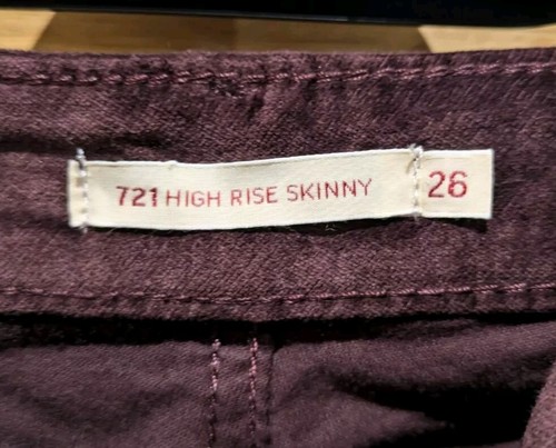 Levi's 721 High Rise Skinny Jeans Purple Size W26" L31" - Picture 6 of 9