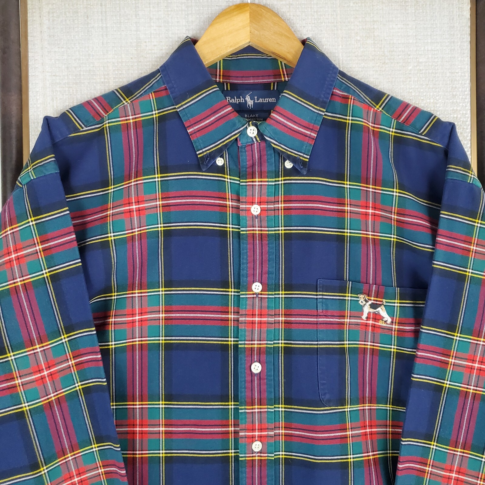 VTG POLO RALPH LAUREN Size XL Mens Button Front Shirt "Blake" Oxford Terrier