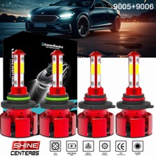 9005 9006 LED Headlights Kit Combo Bulbs 6500K High Low Beam Super White Bright