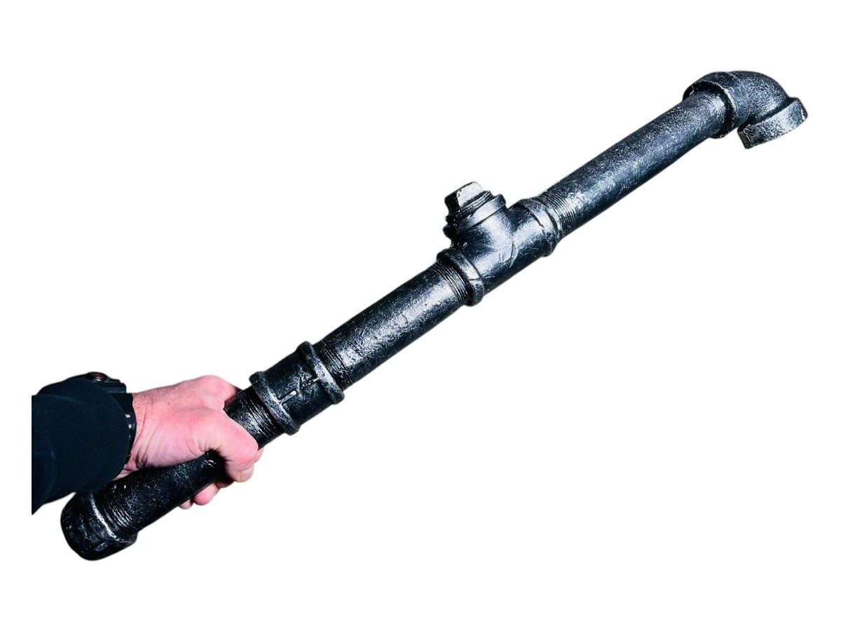 Long Metal Pipe PU Movie Prop Silver Metal Bar Piping Weapon | eBay