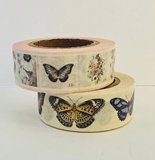 2 Rolls Spring Pastel Realistic Butterflies Washi Tape Papercraft Planner Supply