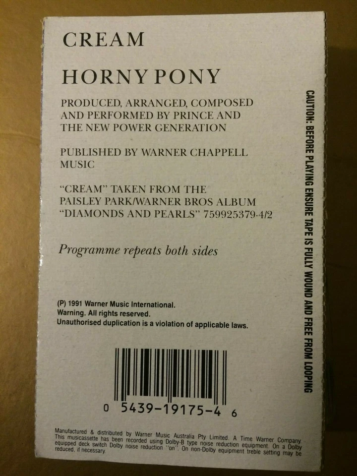 PRINCE RARE Australian CREAM Cassingle Card Sleeve Cassette Single - Image 2 of 2