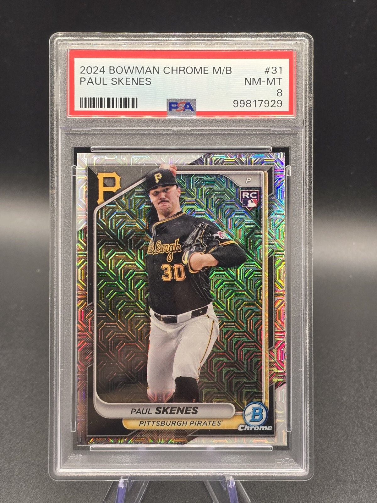 2024 BOWMAN CHROME MEGA BOX #31 PAUL SKENES ROOKIE RC PSA 8