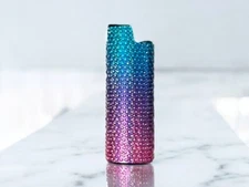 Ombre Rhinestone Metal Shell Lighter Case Cover Holder Fits Bic Lighters