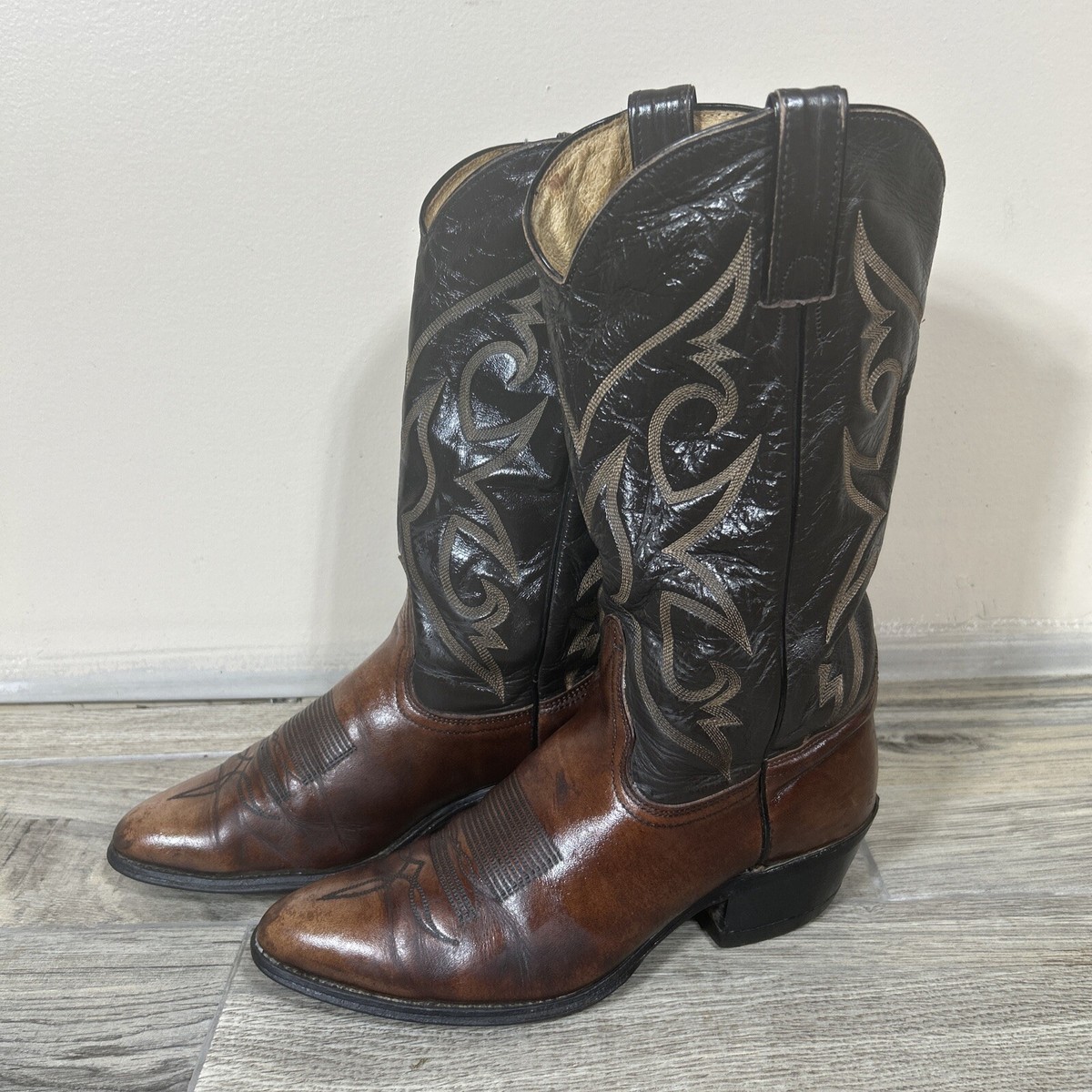 Vintage Abilene Brown Leather Western Stitched Pull On Cowboy Ranch ABILENE Men main image 3
