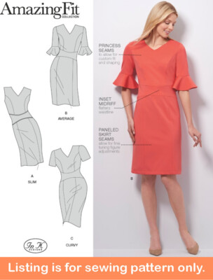 SEWING PATTERN Womens Clothes Clothing - Custom Dress Slim Curvy Mini Short 8543