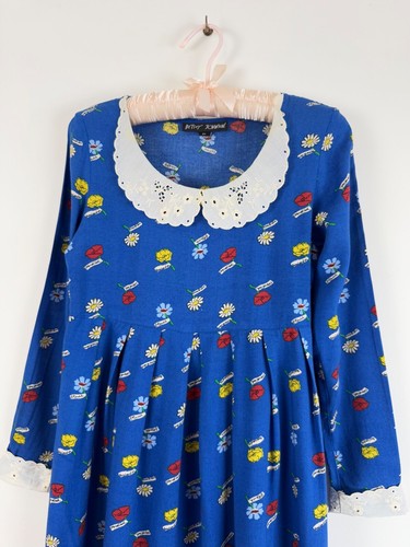 Vintage 1990s Betsey Johnson Grunge Flower Babydoll Mini Dress | petite xxs - Picture 3 of 9